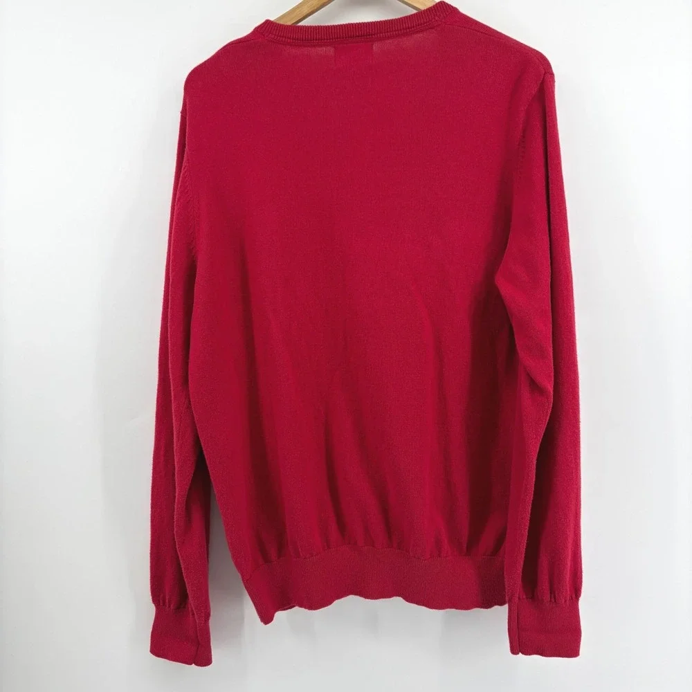 LL Bean Mens Medium Red‎ Cotton Cashmere V-Neck Pullover Sweater 274603 M-REG